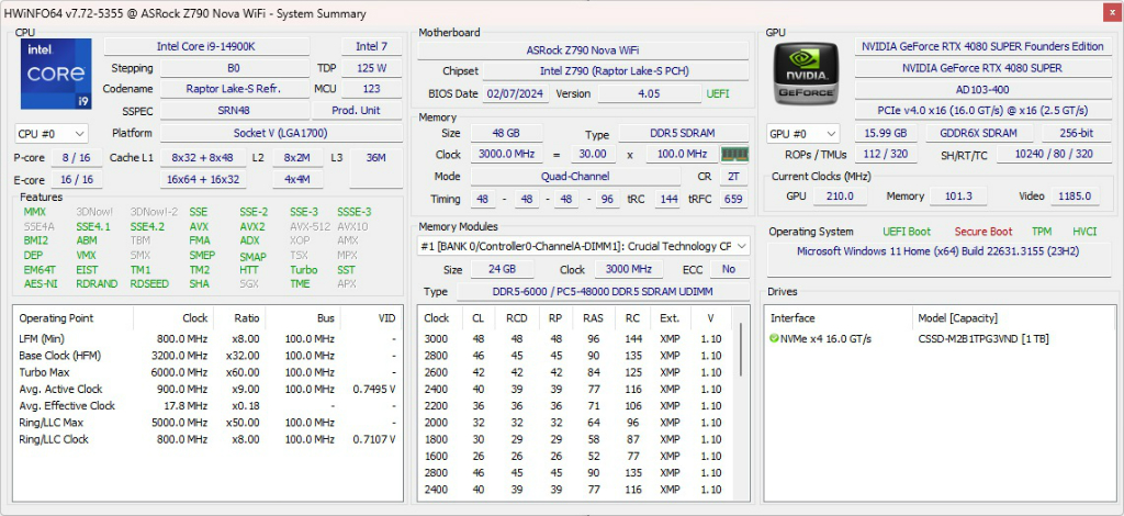 crucial_ddr5_pro oc_105_hwinfo