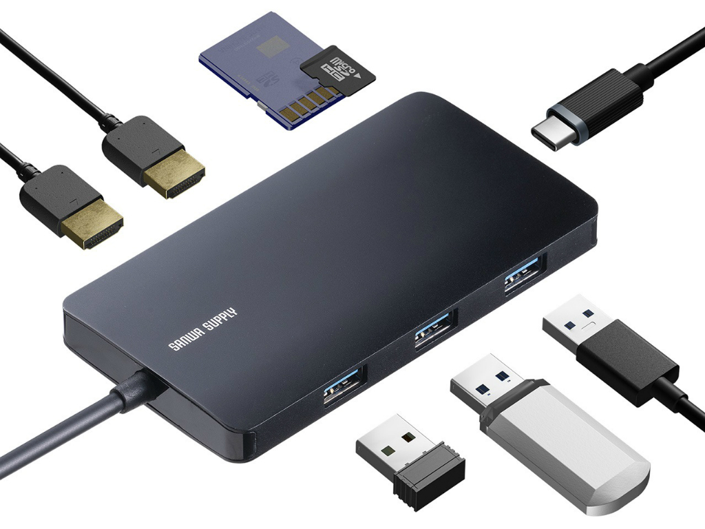 4Kの2画面出力に対応するUSB Type-C接続ドッキングステーション