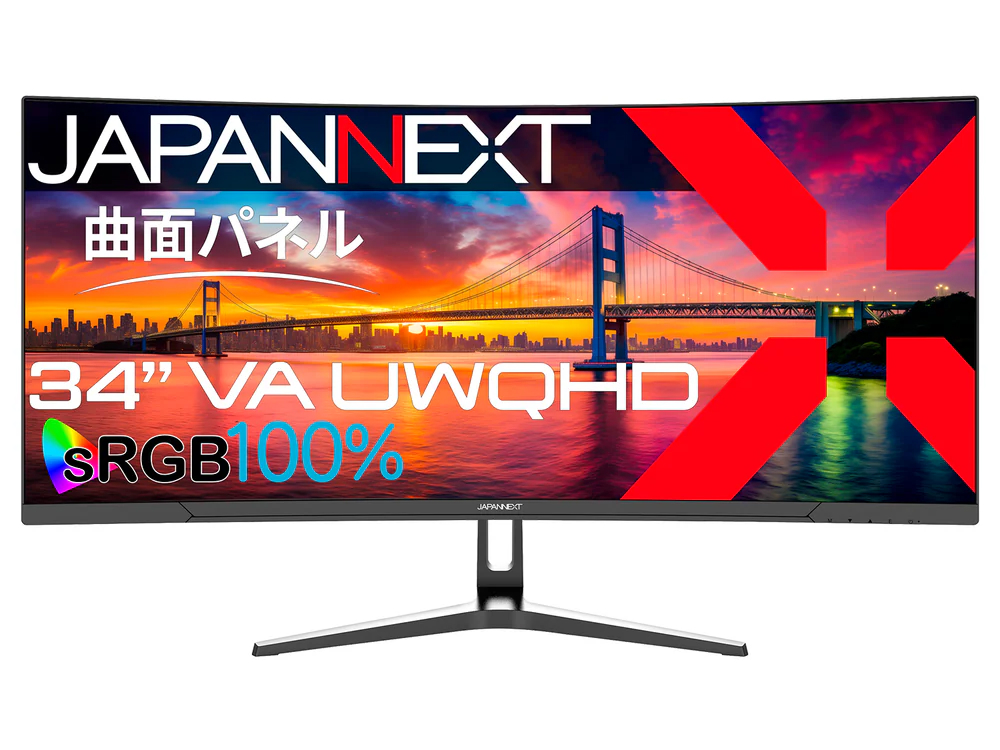 税込3万円台のUWQHD対応34型ウルトラワイド湾曲液晶、JAPANNEXT「JN-V34UQ」