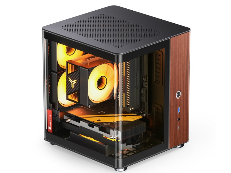 曲面強化ガラスと天然木を採用したMini-ITXケース、JONSBO「TK-0」シリーズ