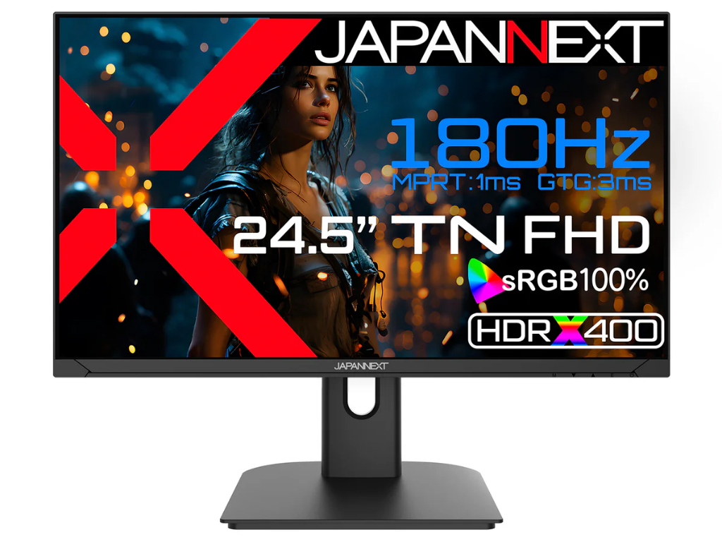 TNパネルを採用する24.5型フルHDゲーミング液晶2機種がJAPANNEXTから