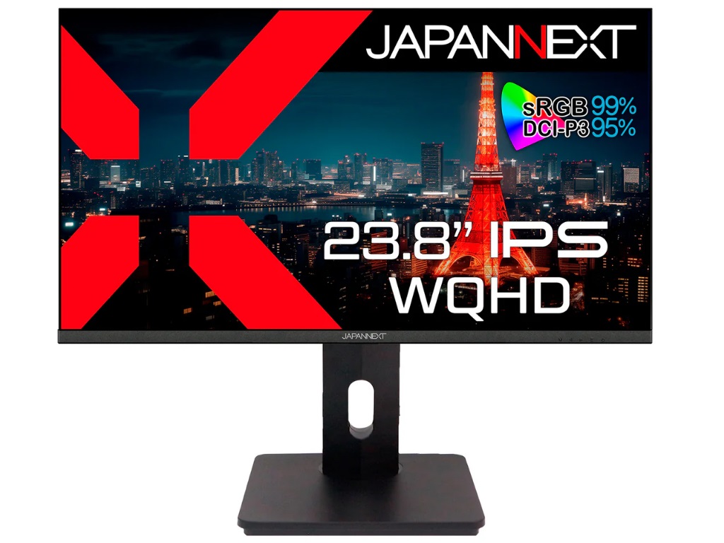 多機能スタンド搭載23.8型WQHD IPS液晶、JAPANNEXT「JN-IPS2380FLWQHD-HSP-N」