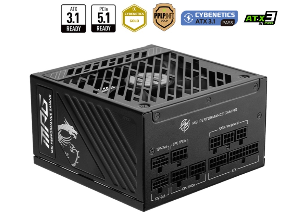 MSI、“甘挿し”防止コネクタを採用するATX3.1/PCIe 5.1対応のGOLD認証電源ユニット