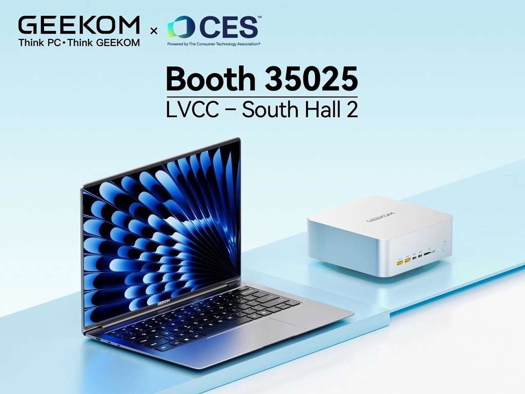 GEEKOM、Ryzen AI 9 H 465搭載の最新ノートPCなど注目の新機種をCES 2026で公開