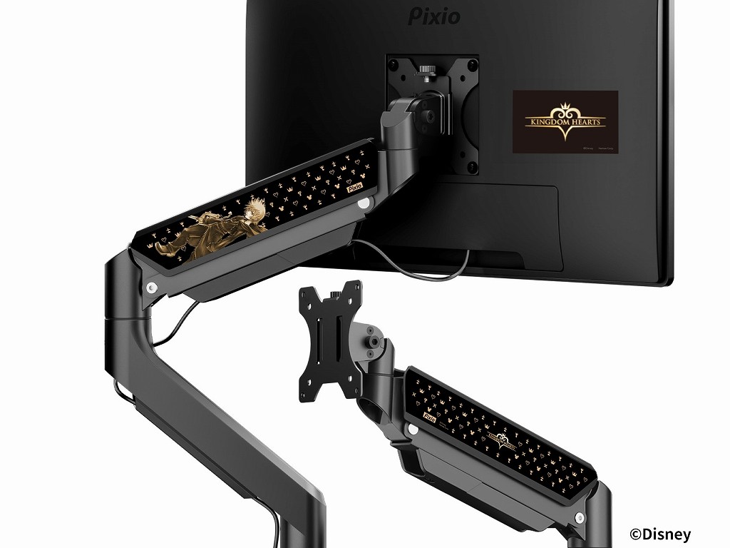 Pixio、「キングダム ハーツ」とコラボした魅せるモニターアームのロクサスモデルを発売