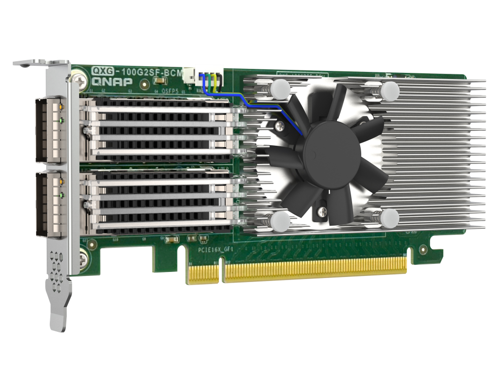 デュアルポート100GbEネットワークカード、QNAP「QXG-100G2SF-BCM」