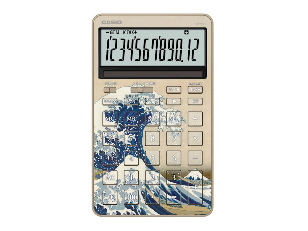 葛飾北斎の浮世絵をモチーフにした「スタイリッシュ電卓HOKUSAI」がカシオから