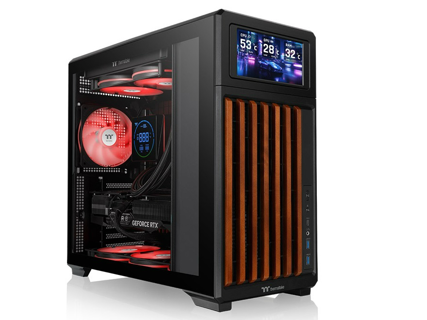 木製スラットパネルのフロント電源ミドルタワーPCケース、Thermaltake「TR300 WS」