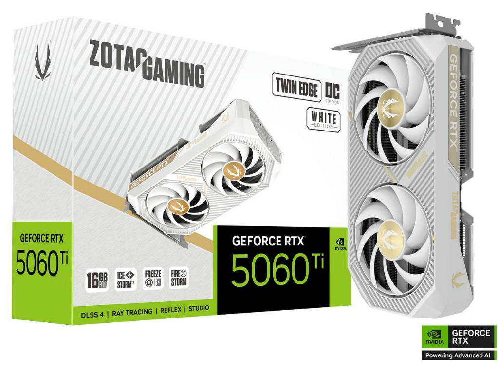 長さ220.5mm、2スロット厚の白いGeForce RTX 5060 Ti 16GBがZOTACから発売