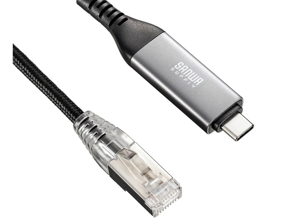 挿すだけで安定した通信ができる。USB Type-Cを有線LANに変換するケーブル