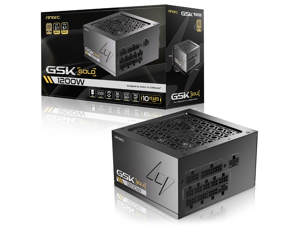 奥行き140mmのコンパクトなフルモジュラーGOLD電源、Antec「GSK1000/1200 ATX3.1」
