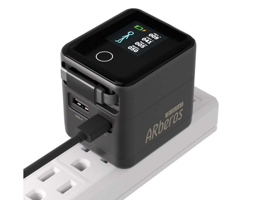 充電状況をアニメーションで表示するUSB充電器、エアリア「DIGITAL ARberos」