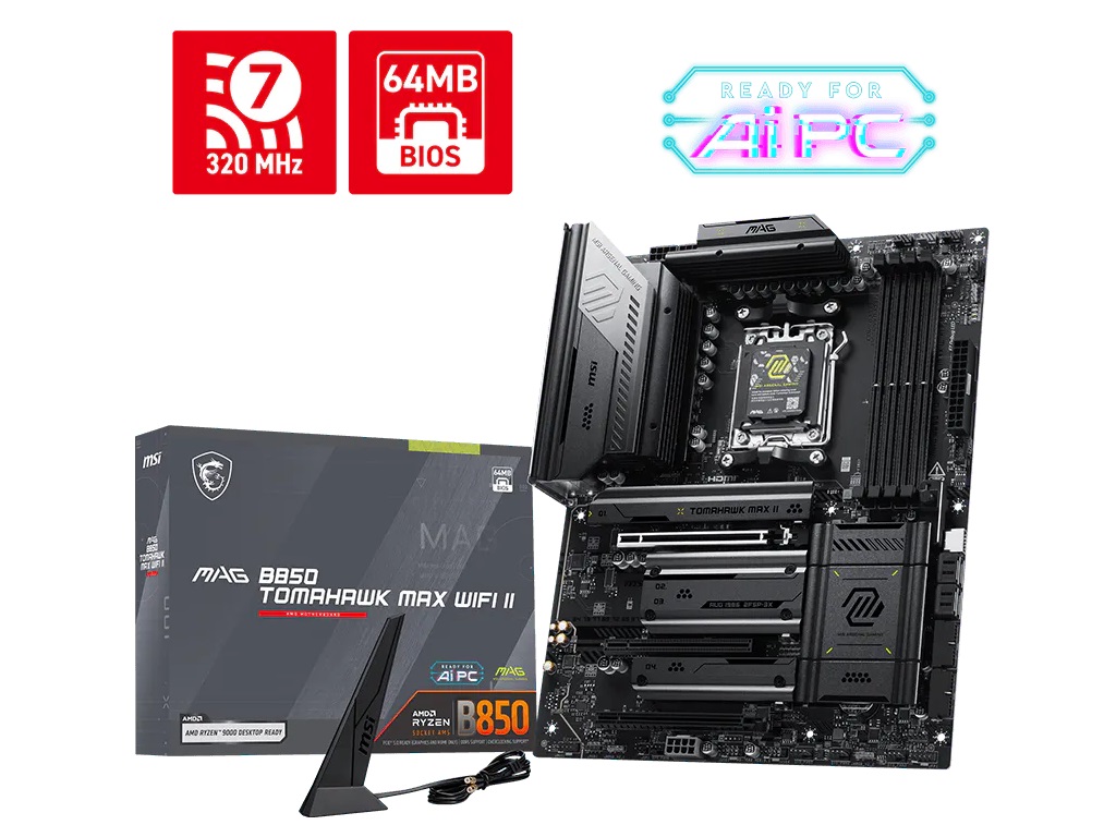 MSI、次世代CPUやWi-Fi 7対応のAMD B850マザーボード「MAG B850 TOMAHAWK MAX WIFI II」