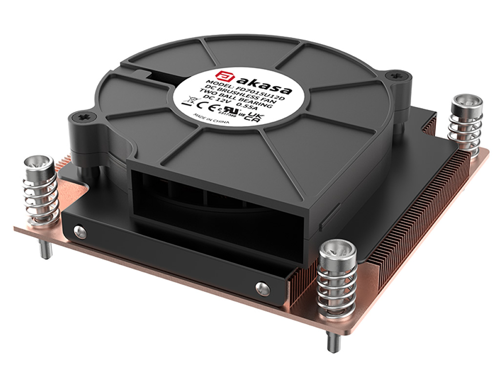 高さ29.5mmの1Uサイズ、AkasaからTDP125W対応のベイパーチャンバー採用ロープロクーラー
