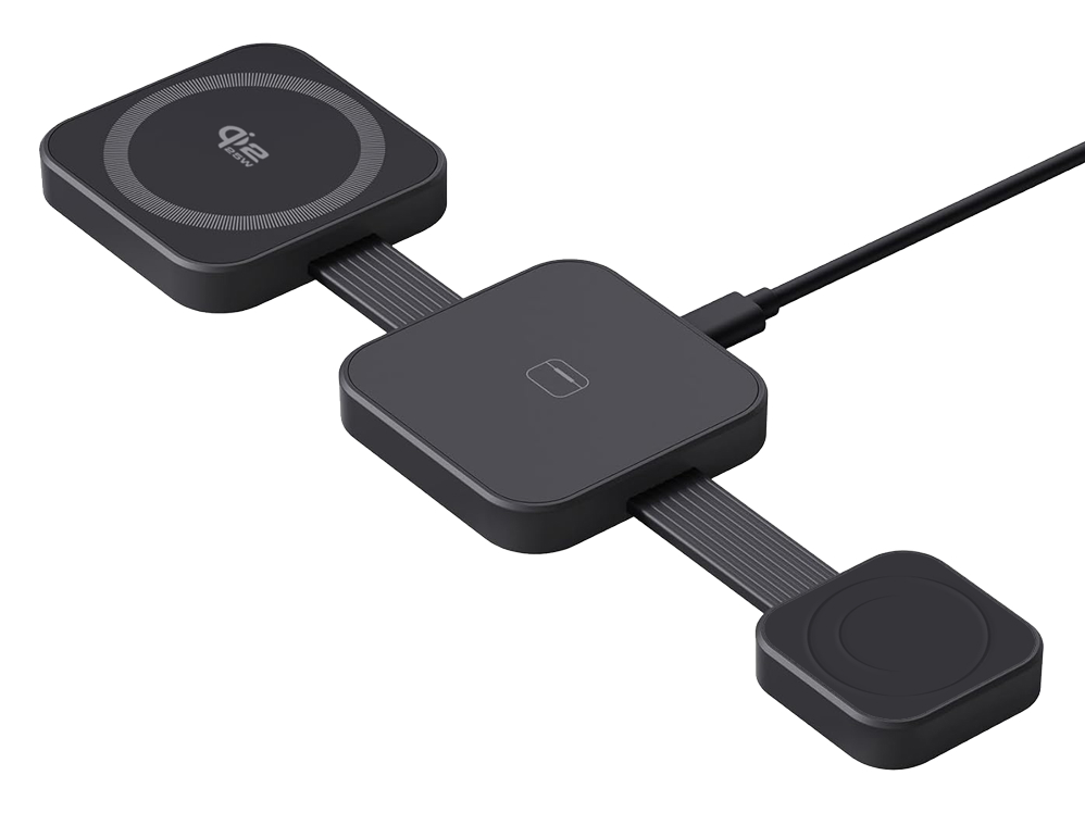 3台同時充電＆Qi2対応。SUNEASTから折りたたみ式3in1ワイヤレス充電器発売