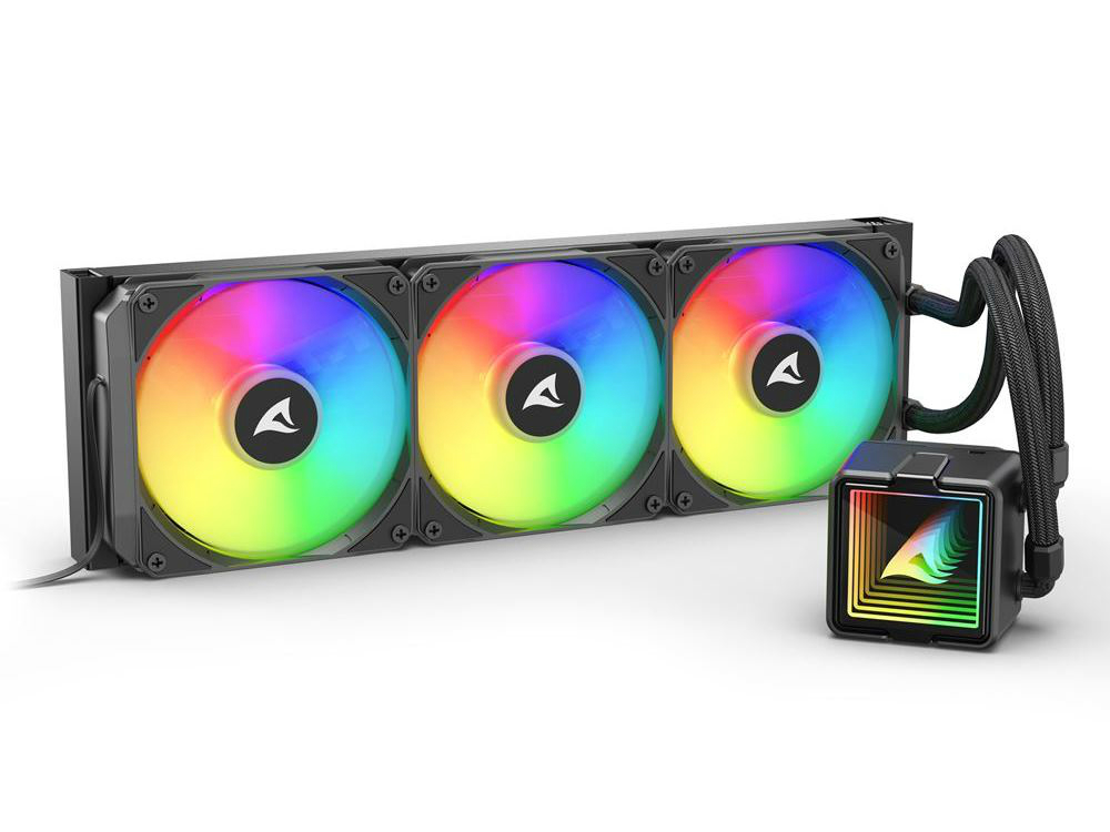 大型インフィニティミラーを搭載する360mm AIO水冷ユニット、Sharkoon「S100 ARGB」